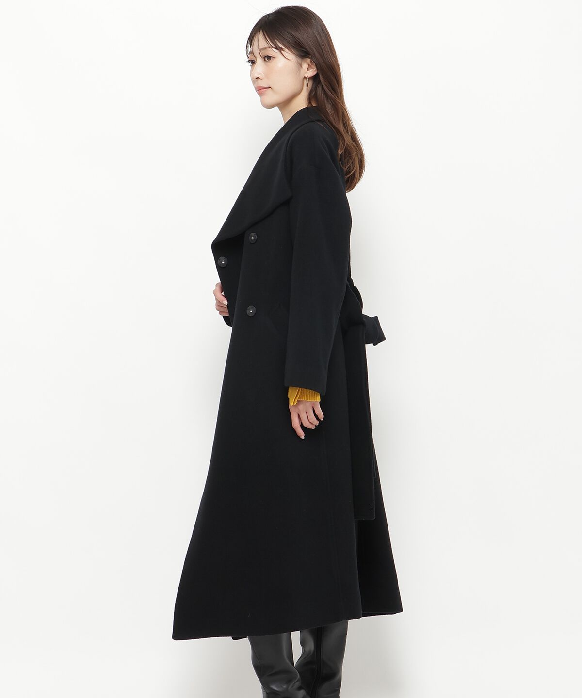 アンドクチュール「ウールビーバービッグカラーロングコート」|ダウン|