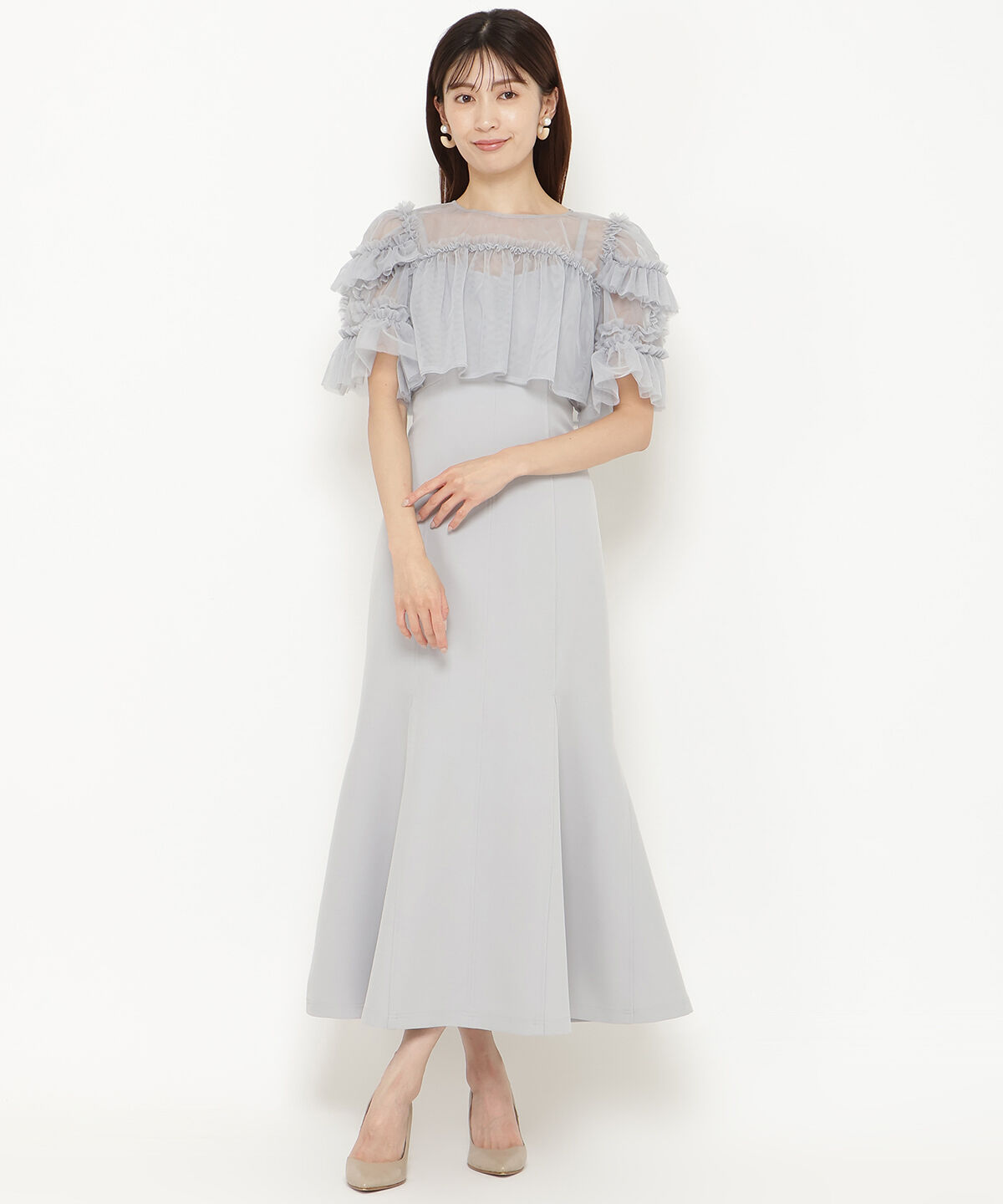 アンドクチュール「チュールフリルマーメイドドレス」|ドレス|