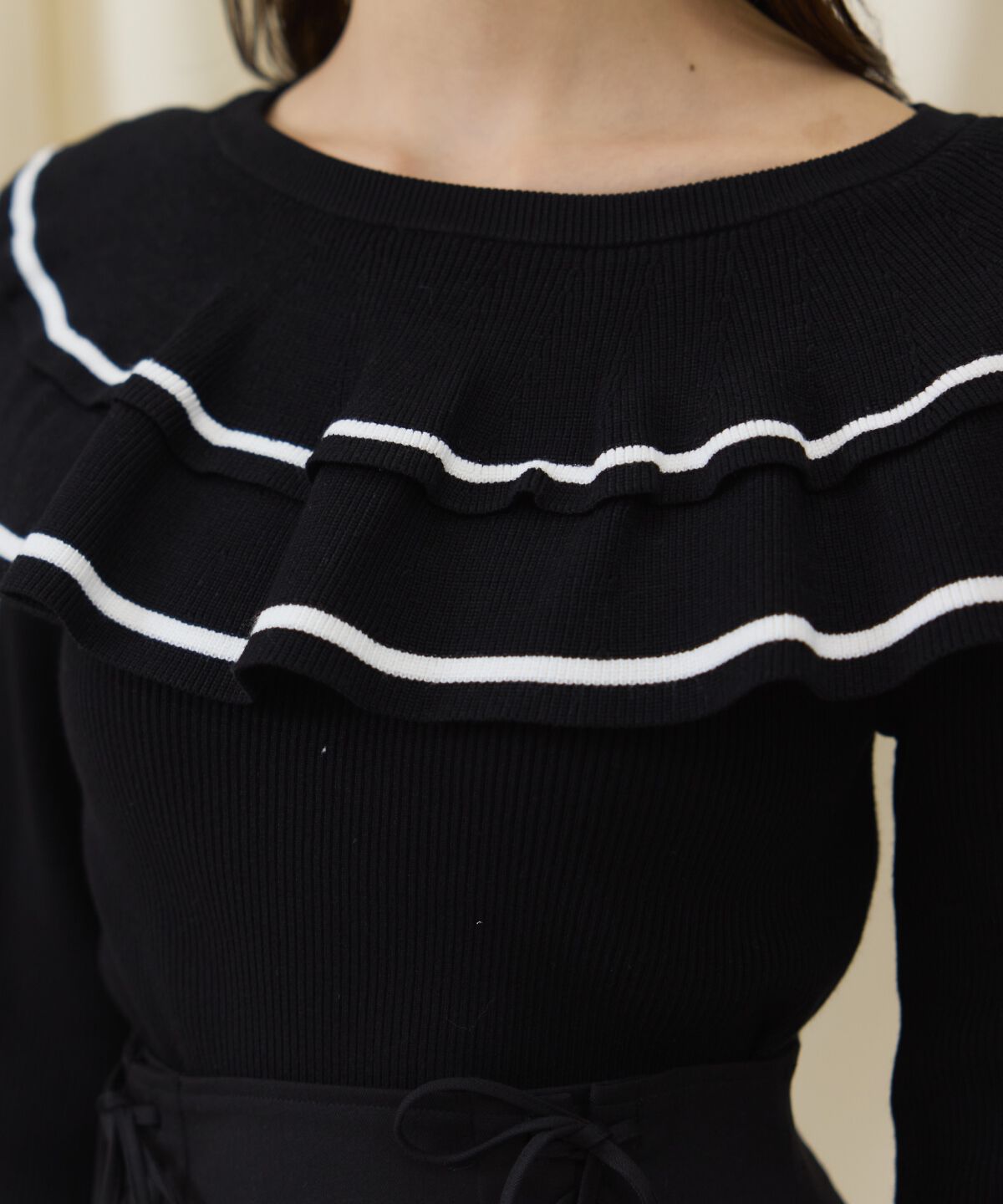 アンドクチュール「配色ケープフリルニット」|ニット・セーター|