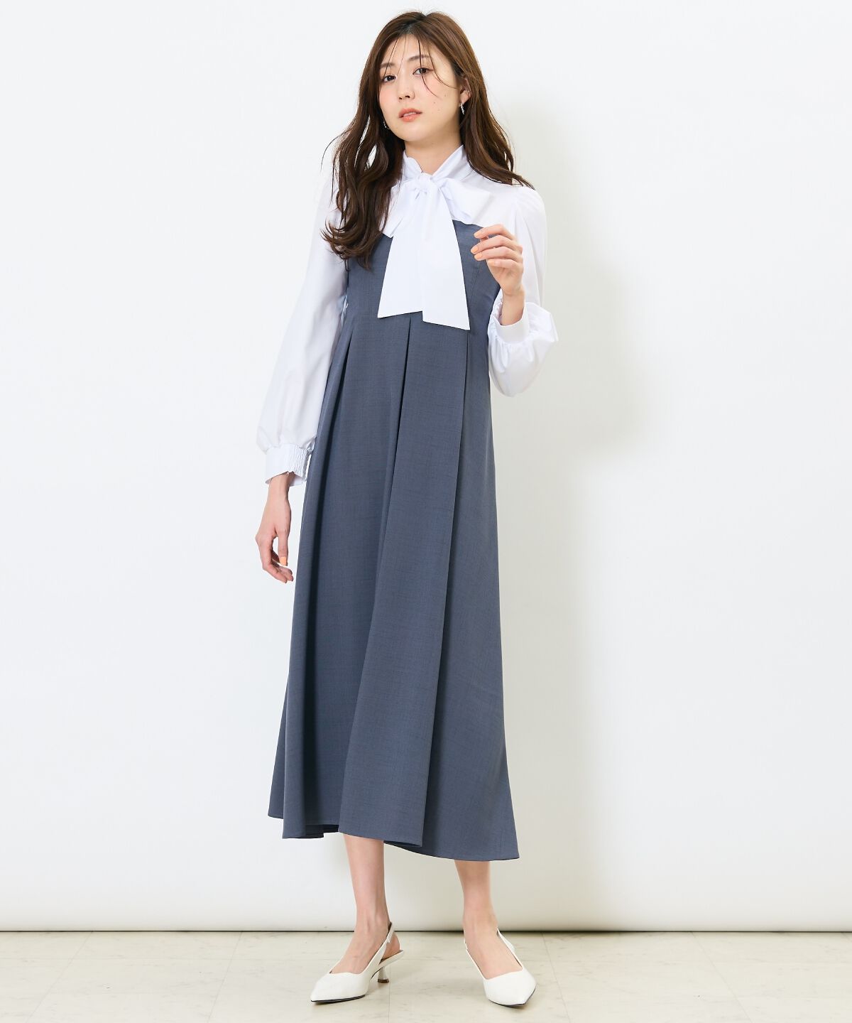 アンドクチュール「ヨーク切替リボンタイワンピース」|ワンピース|