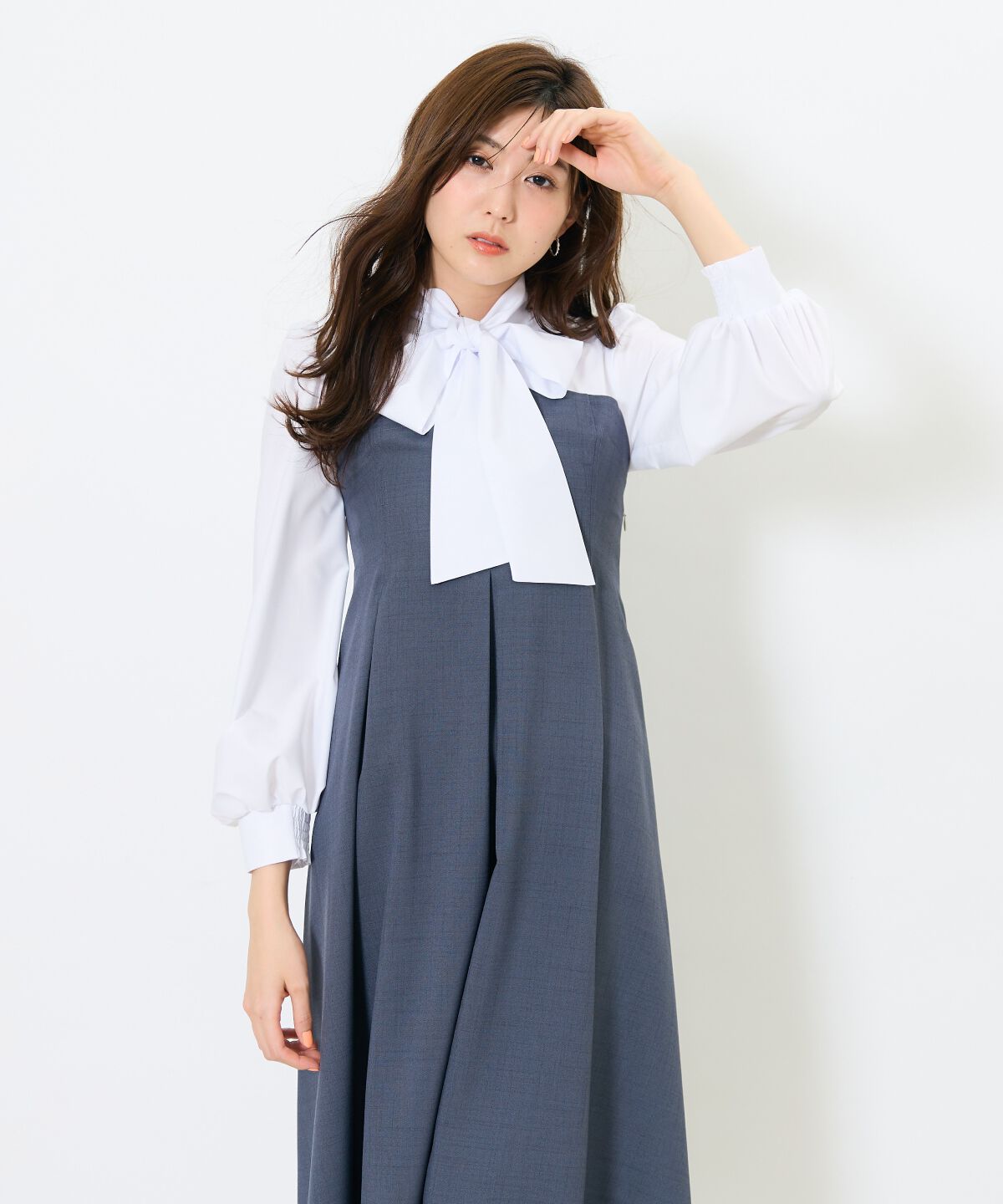 アンドクチュール「ヨーク切替リボンタイワンピース」|ワンピース|