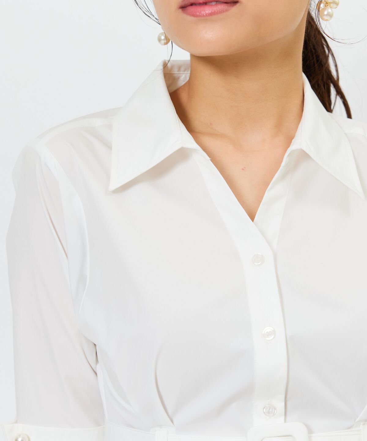 アンドクチュール「ベルト付きシャツドッキングワンピース」|ワンピース|