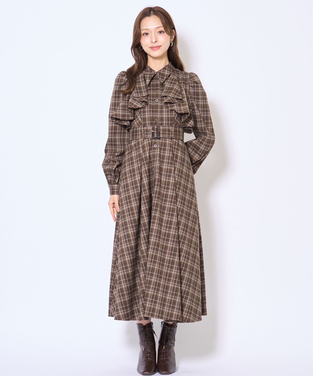 アンドクチュール「フリルケープシャツワンピース」|ワンピース|