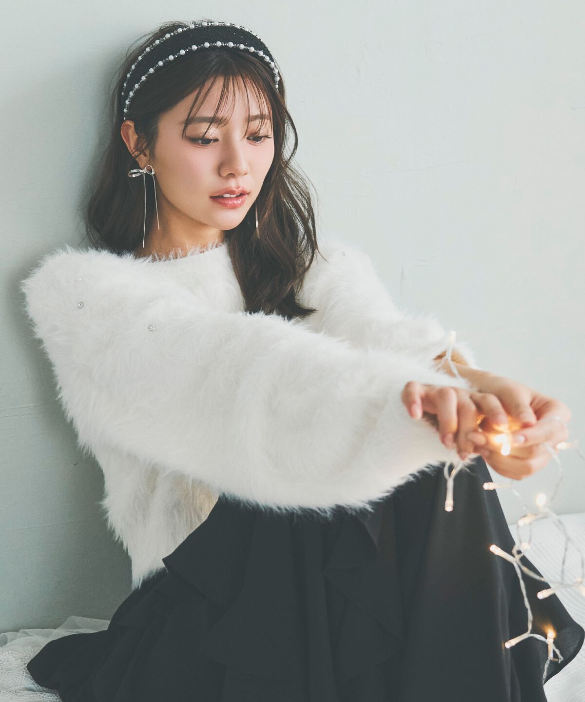 アンドクチュール「ビジューフェザーニットプルオーバー」|ニット・セーター|