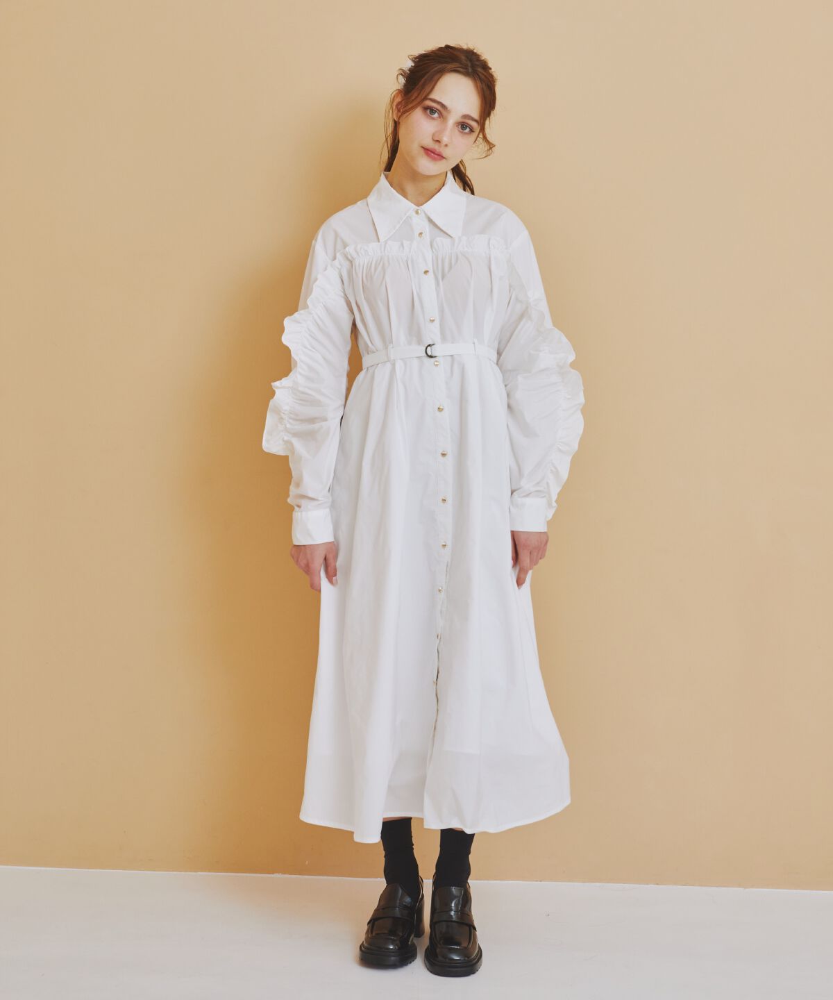 REDYAZEL「フリルシャツワンピース」|ワンピース|オフ