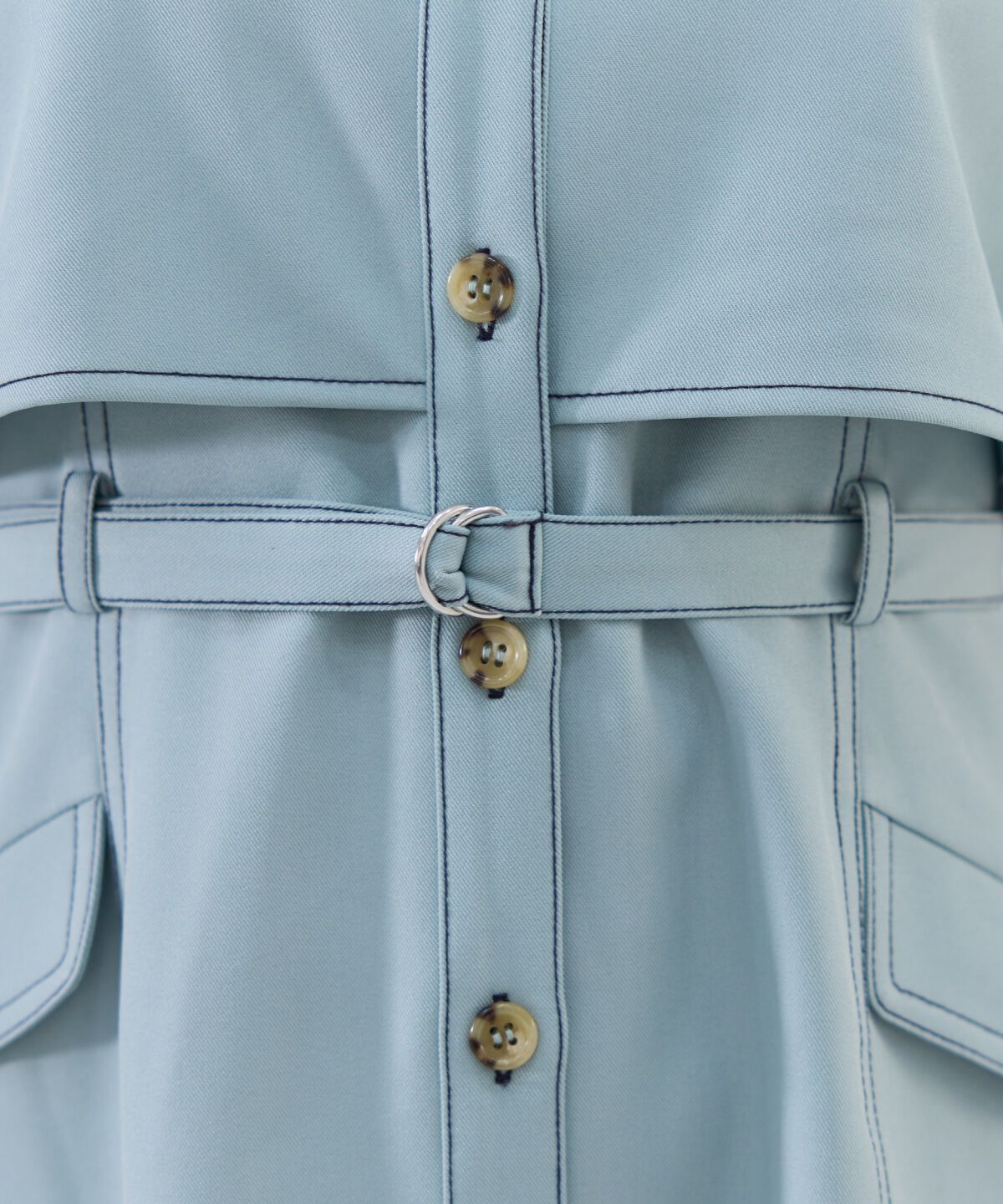 REDYAZEL「レイヤードデザインバイカラーステッチミニシャツワンピース」|ワンピース|