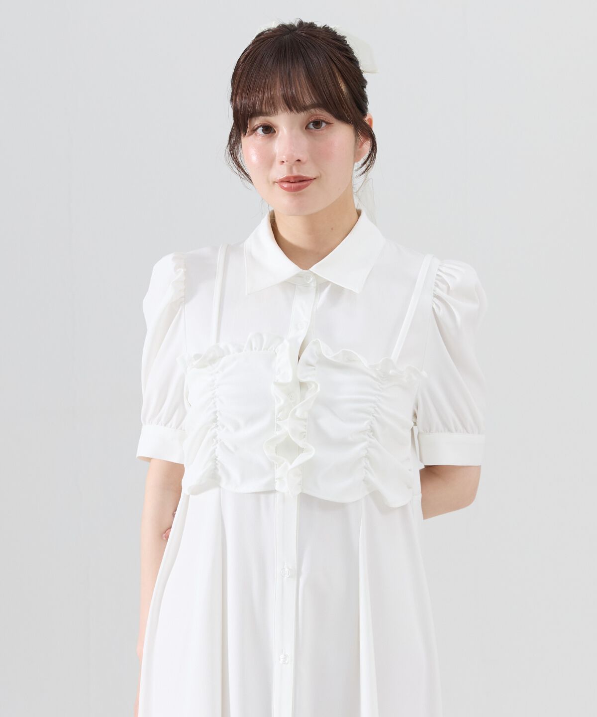 REDYAZEL「ビスチェレイヤードデザインシャツワンピース」|ワンピース|