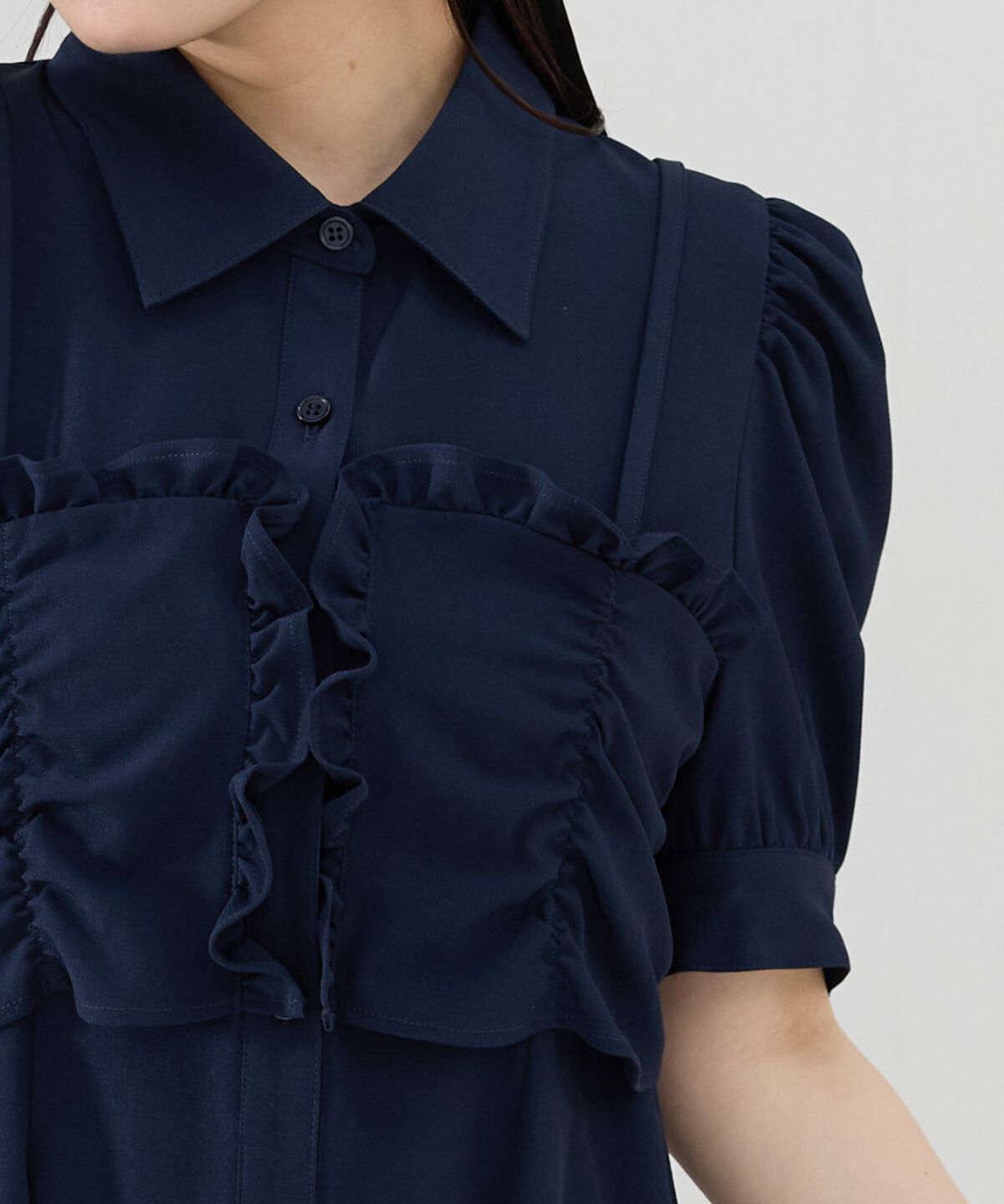 REDYAZEL「ビスチェレイヤードデザインシャツワンピース」|ワンピース|