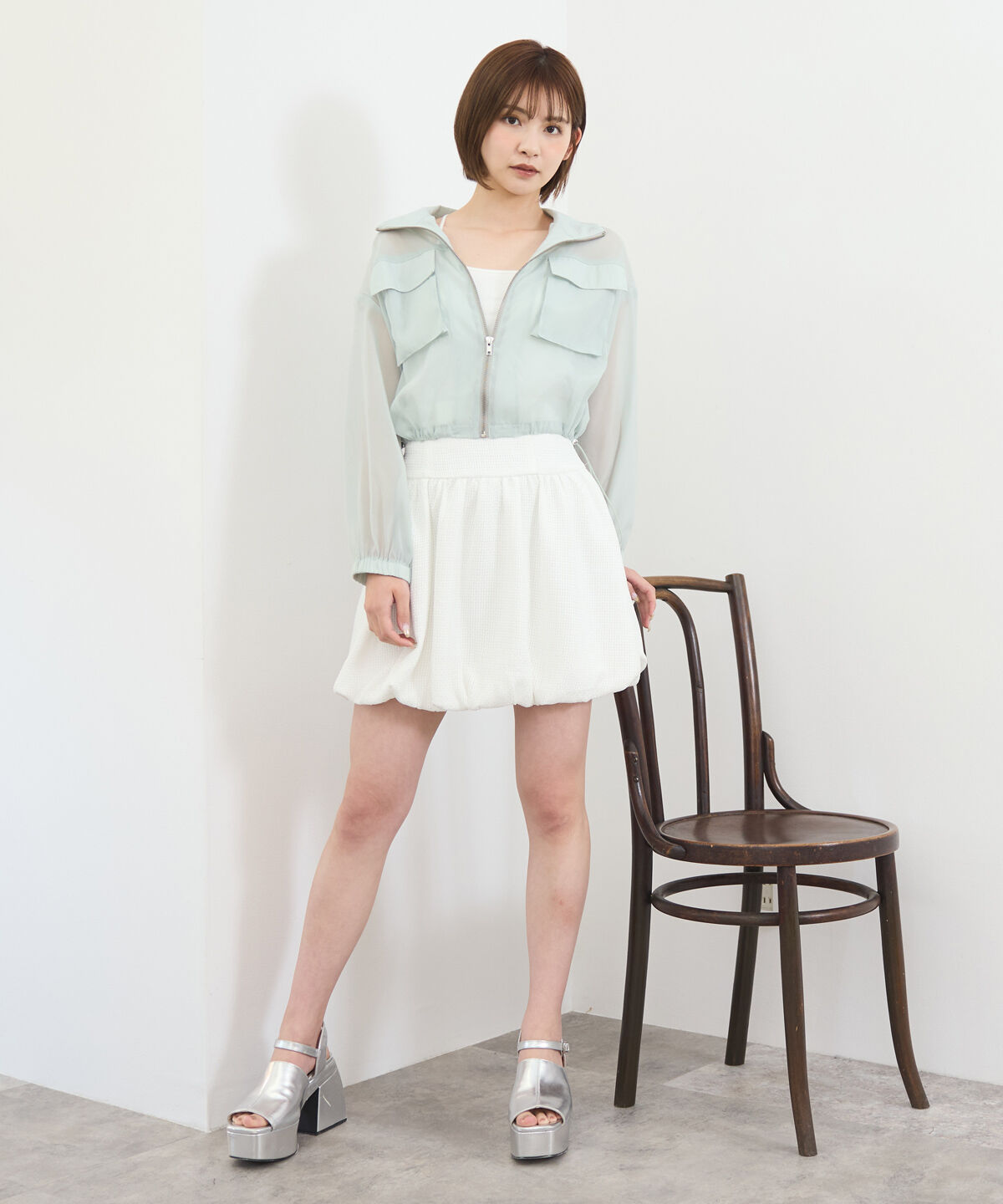 REDYAZEL「フロントポケットシアージャケット」|ノーカラージャケット|