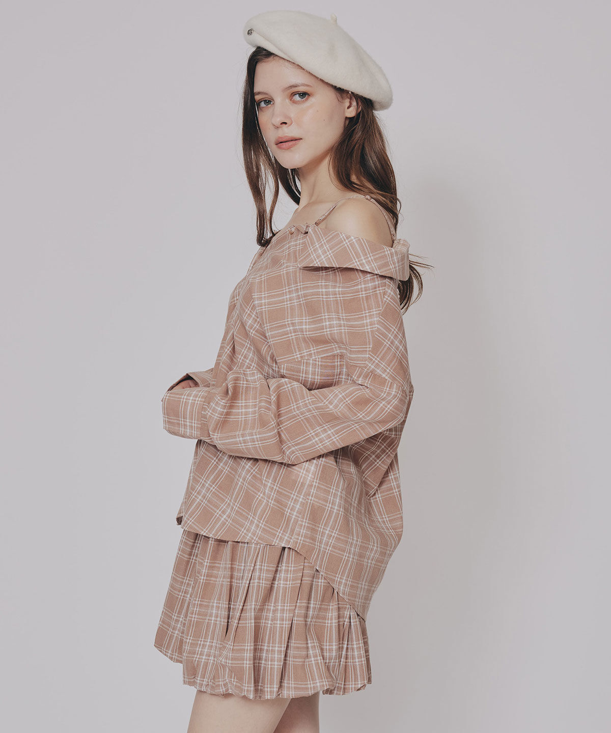 REDYAZEL「マルチWAYチェックブラウス&times;バルーンスカートセットアップ」|ワンピース|