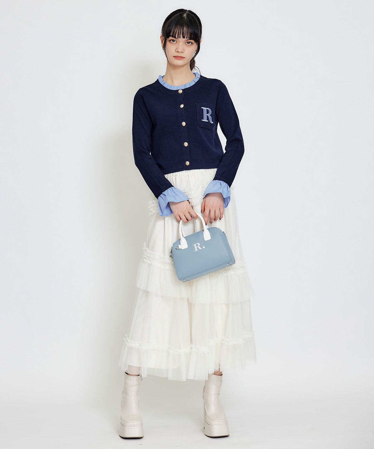 REDYAZEL「ソフトチュールフリルロングスカート」|フレア|