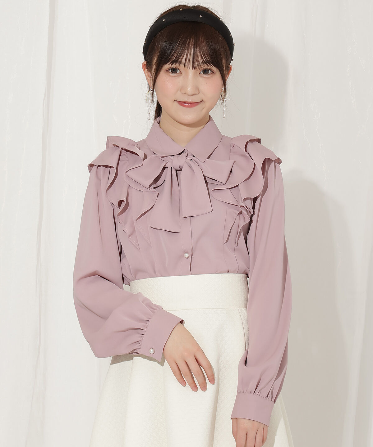 WILLSELECTION「ダブルフリルリボンタイブラウス」|シャツ・ブラウス|ピンク