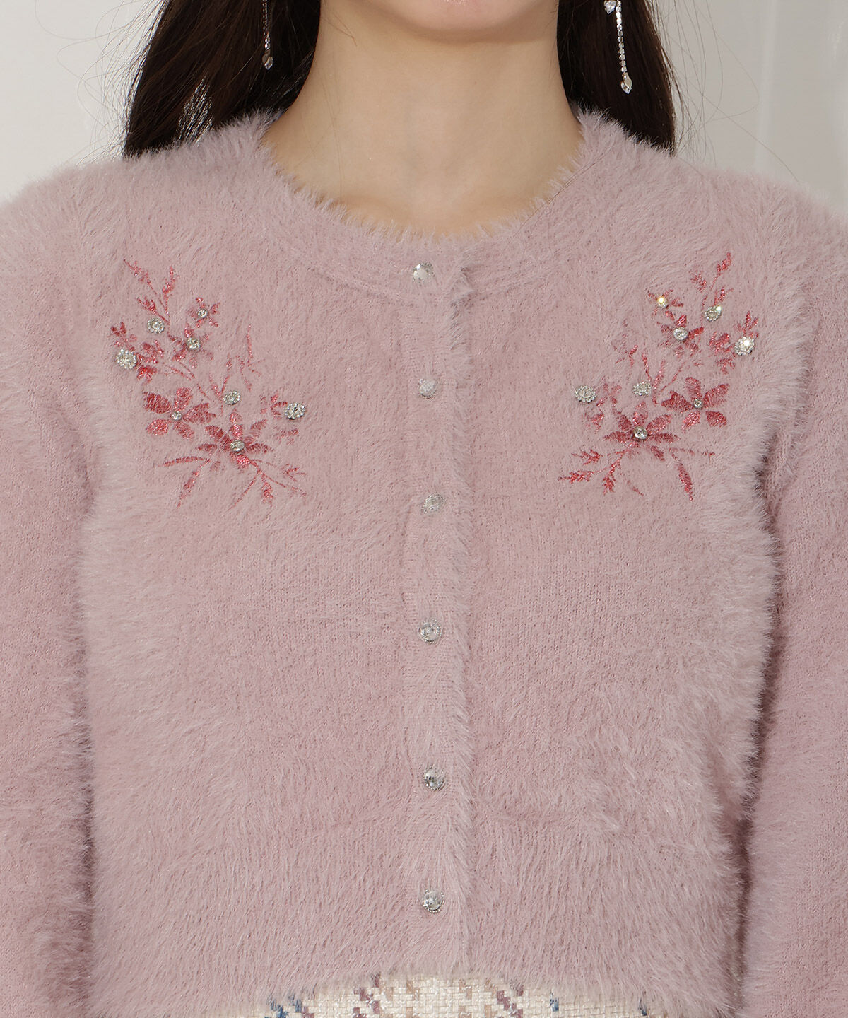 WILLSELECTION「ビジュー付きラメ刺繍カーディガン」|カーディガン|