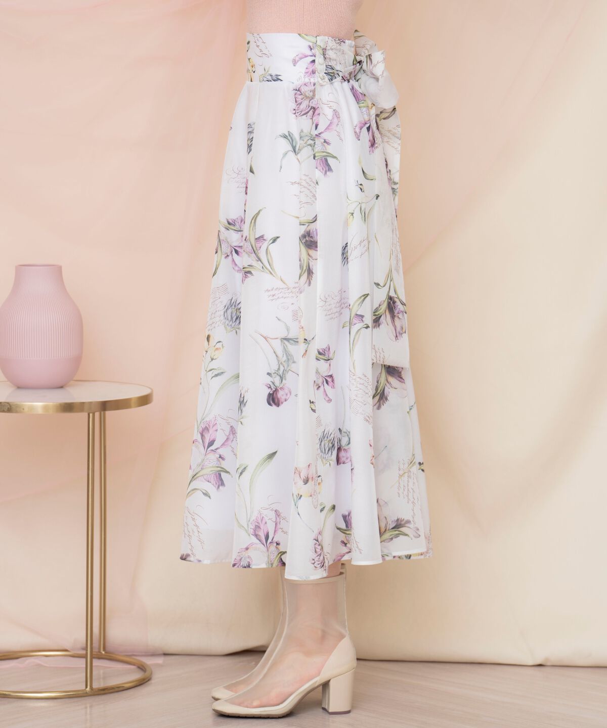 WILLSELECTION「ビッグリボンシアーフラワースカート」|フレア|