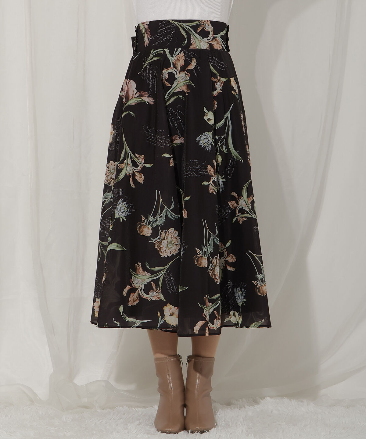 WILLSELECTION「ビッグリボンシアーフラワースカート」|フレア|