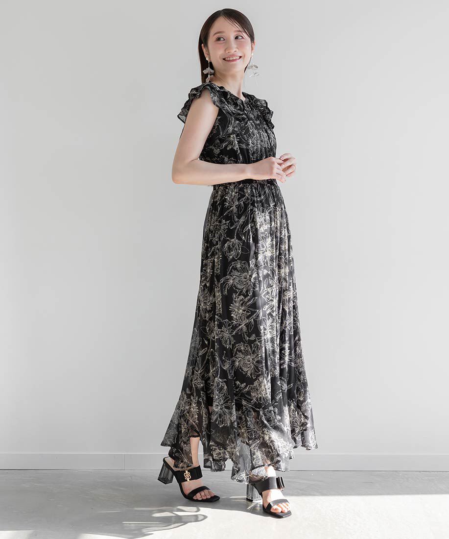  「リボン&times;モノグラムパーツクリアヒールサンダル」|パンプス|