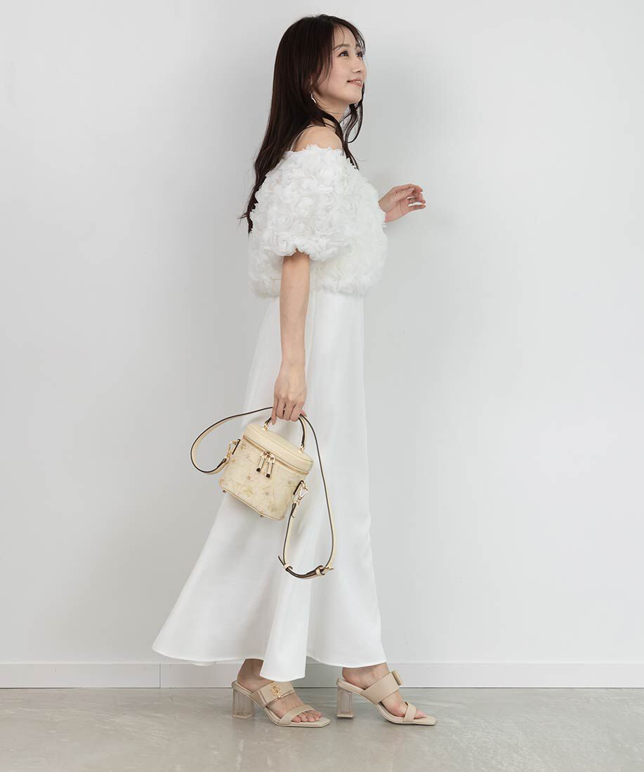  「リボン&times;モノグラムパーツクリアヒールサンダル」|パンプス|