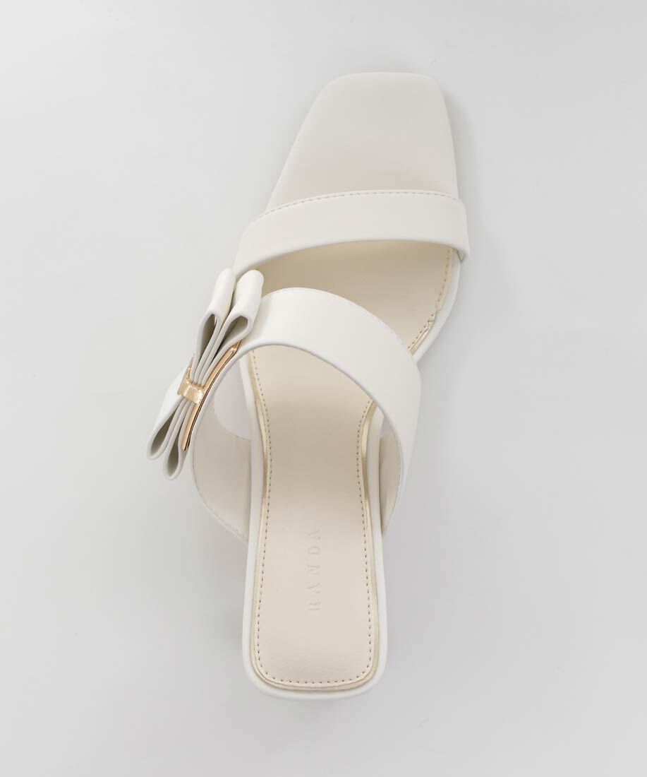  「リボン&times;モノグラムパーツクリアヒールサンダル」|パンプス|