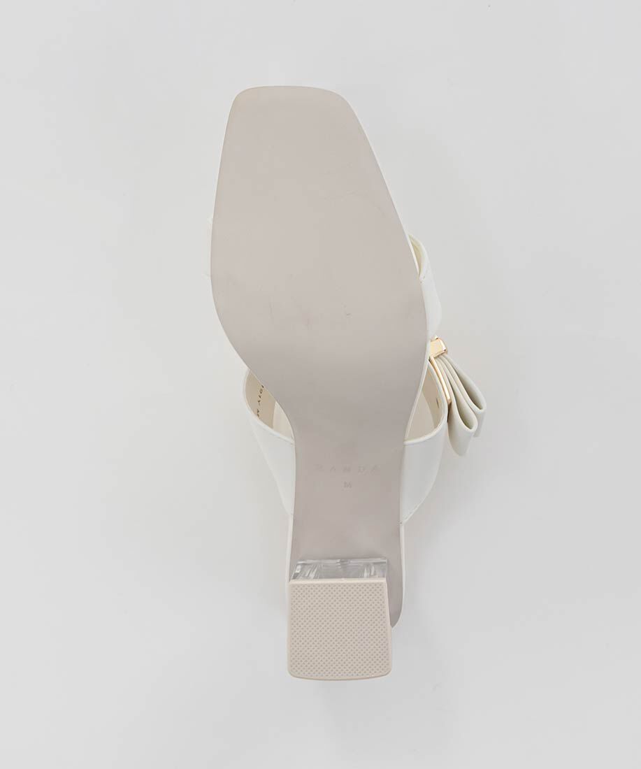  「リボン&times;モノグラムパーツクリアヒールサンダル」|パンプス|