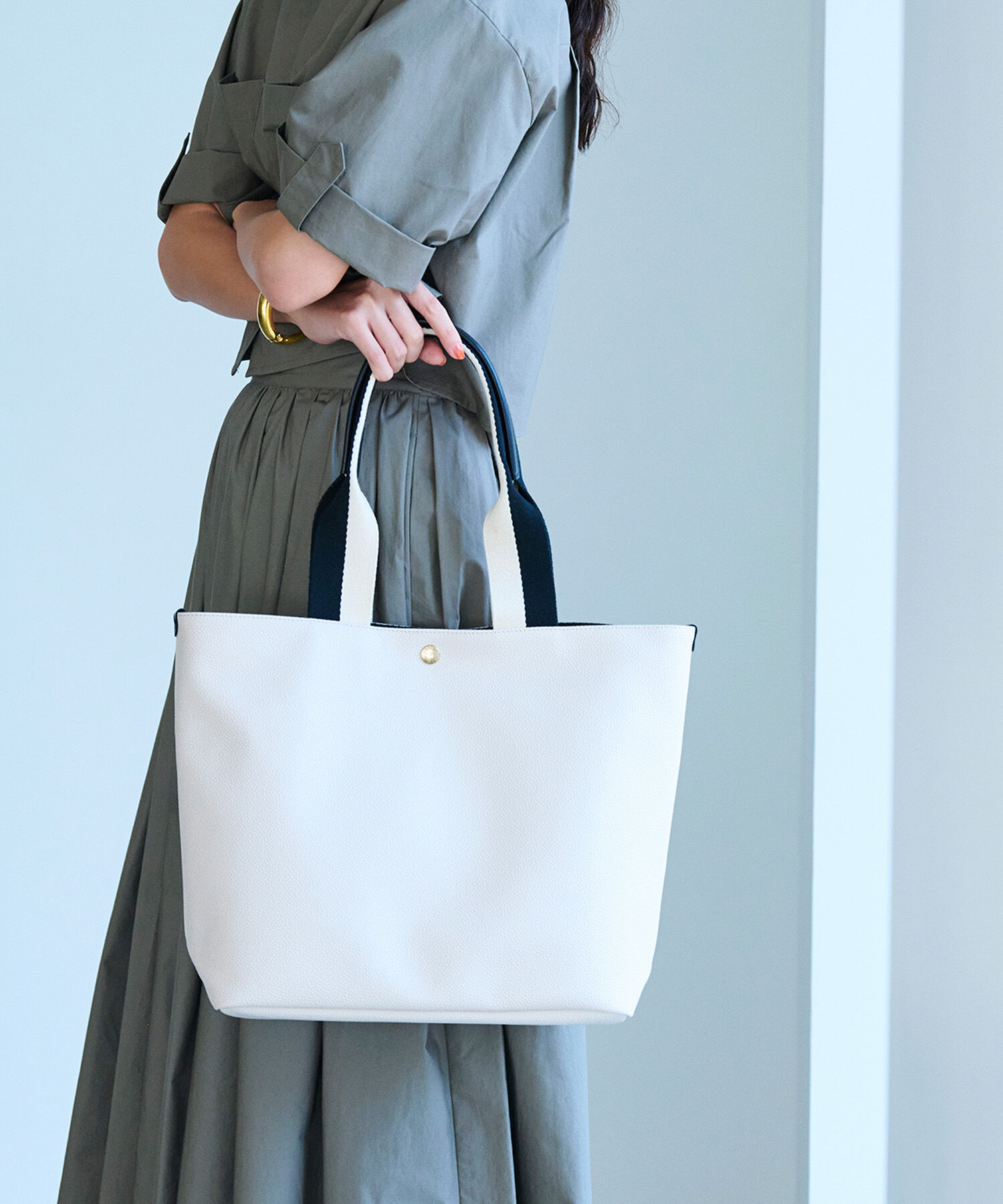 TOPKAPI BREATH「【Breath TOPKAPI】SCOTCH GRAIN スコッチグレイン プレーン バイカラー ロングハンドル A4 トートバッグ」|トートバッグ|クリーム