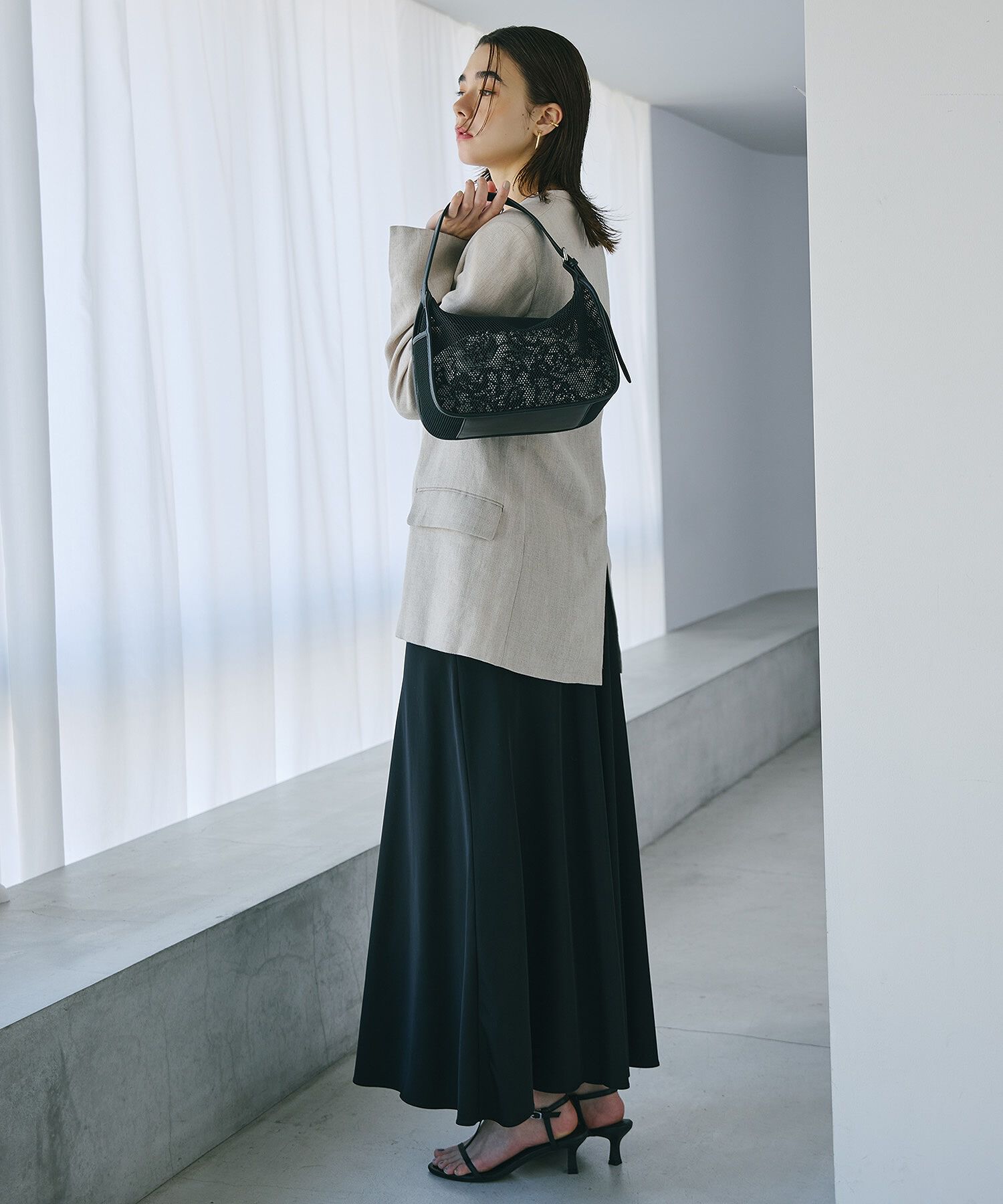 TOPKAPI TREASURE「【TREASURE TOPKAPI】プリント 巾着バッグ付き メッシュ ワンハンドルバッグ 」|ハンドバッグ|