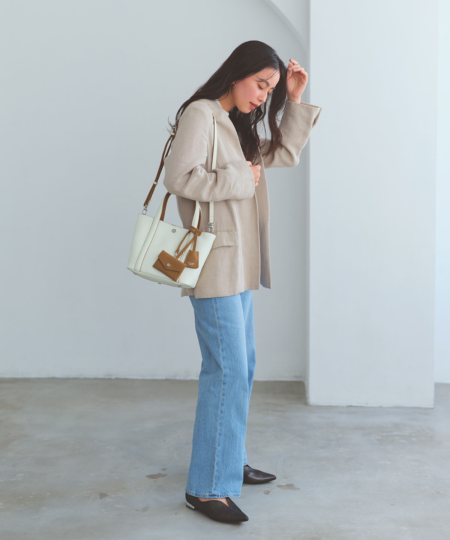 TOPKAPI BREATH「【Breath TOPKAPI】DUAL デュアル シュリンクレザー バイカラー トートバッグ チャーム付き 」|トートバッグ|