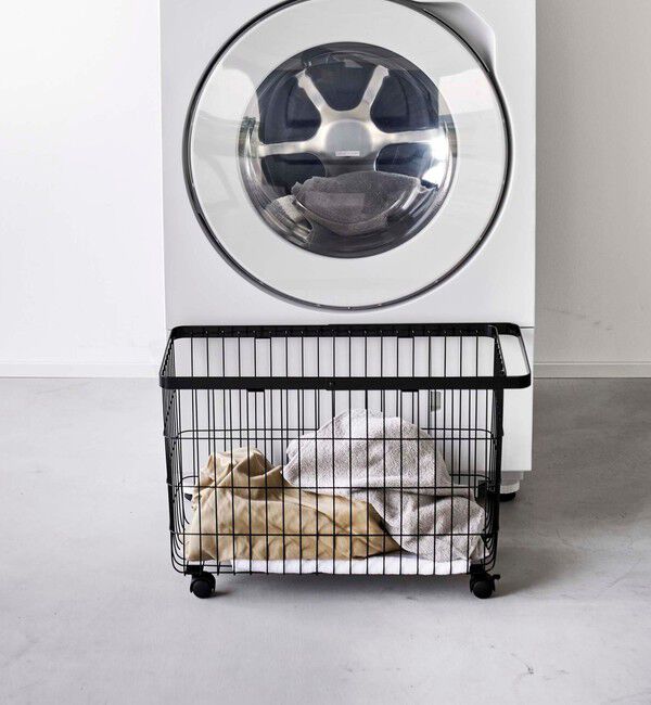 Style for Living「＜tower＞ランドリーバスケット ワイド＆ロー」|トイレタリー・ランドリーグッズ|BLACK