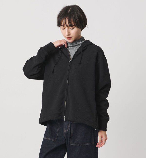 UNITED ARROWS「リーヴズ ジャガード スウェット パーカー」|パーカー|BLACK
