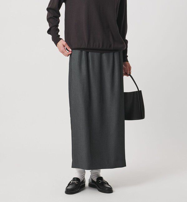 UNITED ARROWS「2タック デニムライク ロングスカート ‐ウォッシャブル‐」|スカート|BLACK