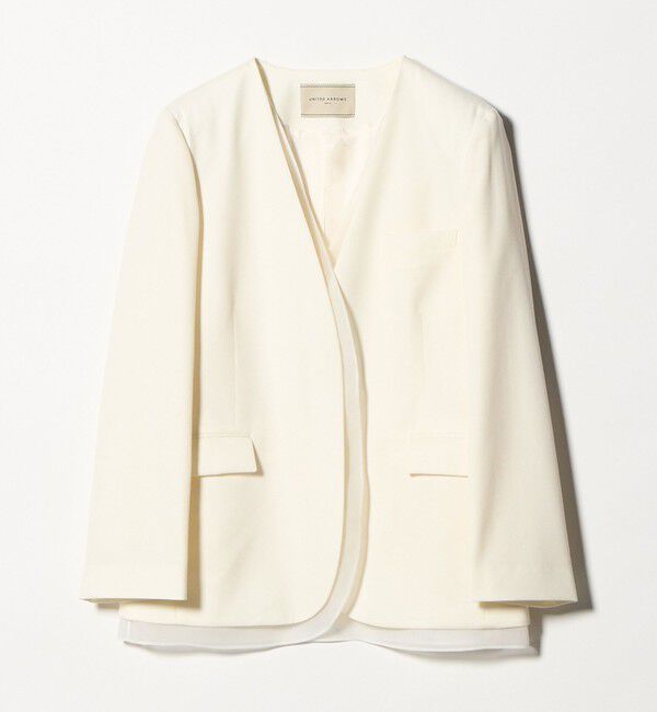 UNITED ARROWS「オーガンジー コンビ ジャケット」|ノーカラージャケット|