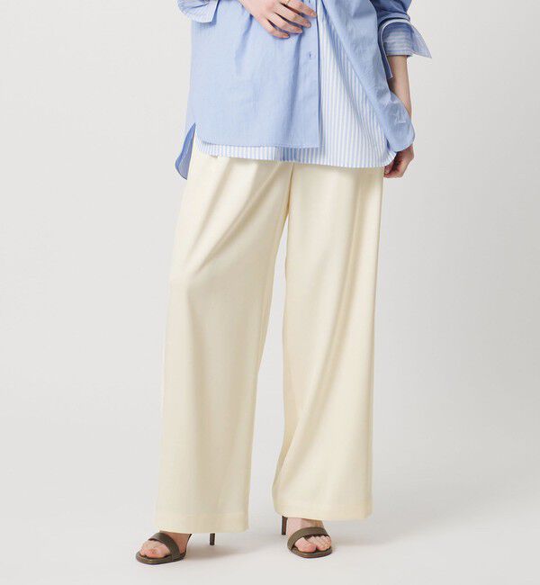UNITED ARROWS「クリーン サテン ワイドパンツ ‐ウォッシャブル‐」|チノ|OFF WHITE