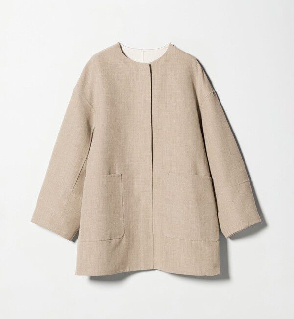 UNITED ARROWS「Asami バイカラー リバーコート」|ノーカラーコート|