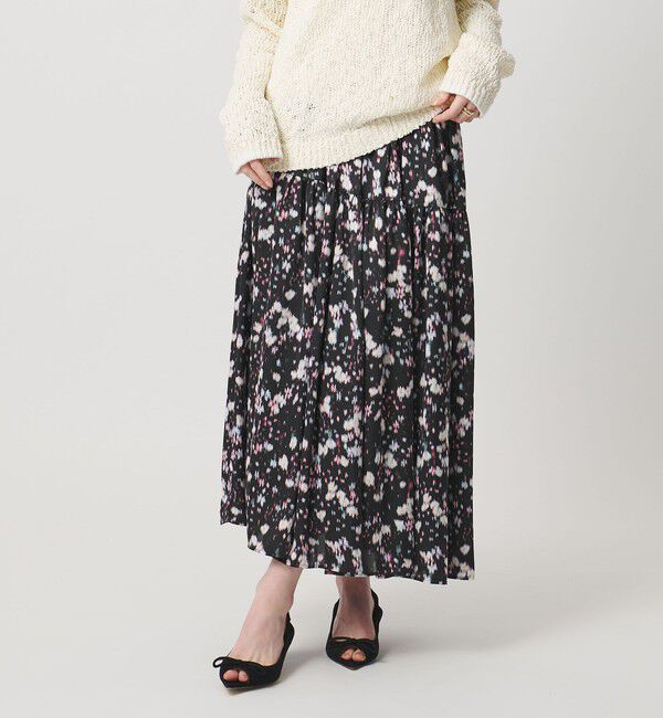 UNITED ARROWS「サテン フラワープリント スカート ‐ウォッシャブル‐」|スカート|