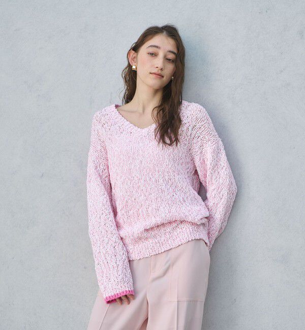 UNITED ARROWS「カラーミックス Vネックニット」|ニット・セーター|LT.PINK