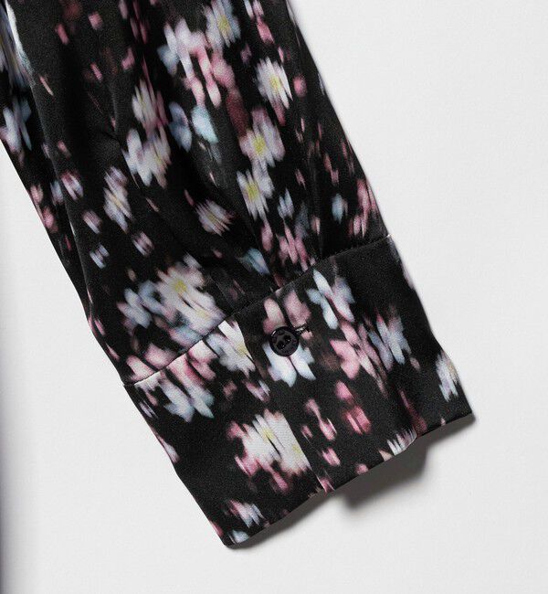 UNITED ARROWS「サテン フラワープリント ボウタイ ワンピース ‐ウォッシャブル‐」|ワンピース|