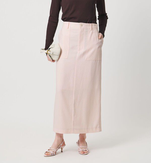 UNITED ARROWS「アセテートポリエステル ベイカースカート」|タイト|LT.PINK