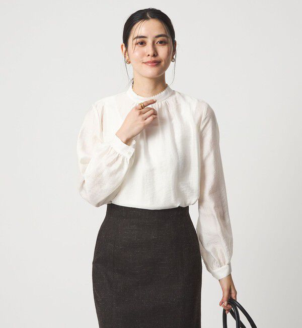 UNITED ARROWS green label relaxing「フェイクパール スタンドネック ブラウス」|シャツ・ブラウス|