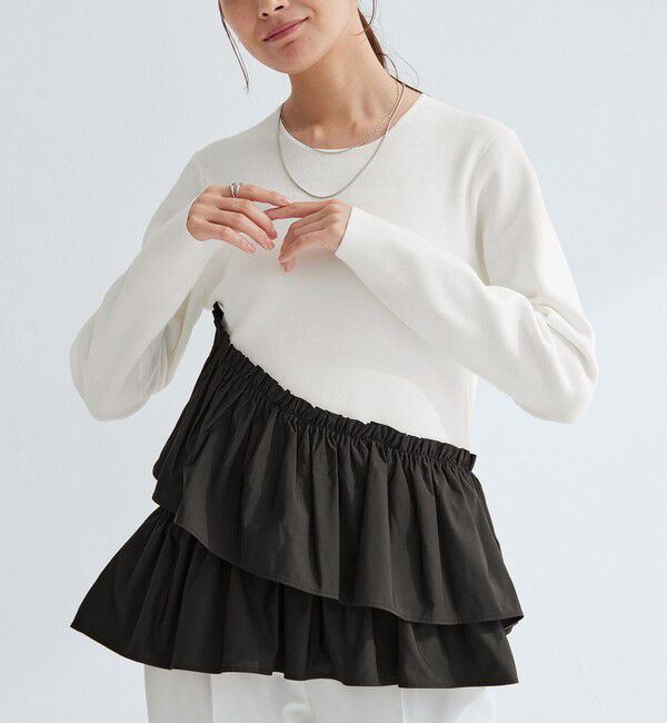 UNITED ARROWS green label relaxing「タフタ ドッキング ペプラム プルオーバー ニット ウォッシャブル」|ニット・セーター|