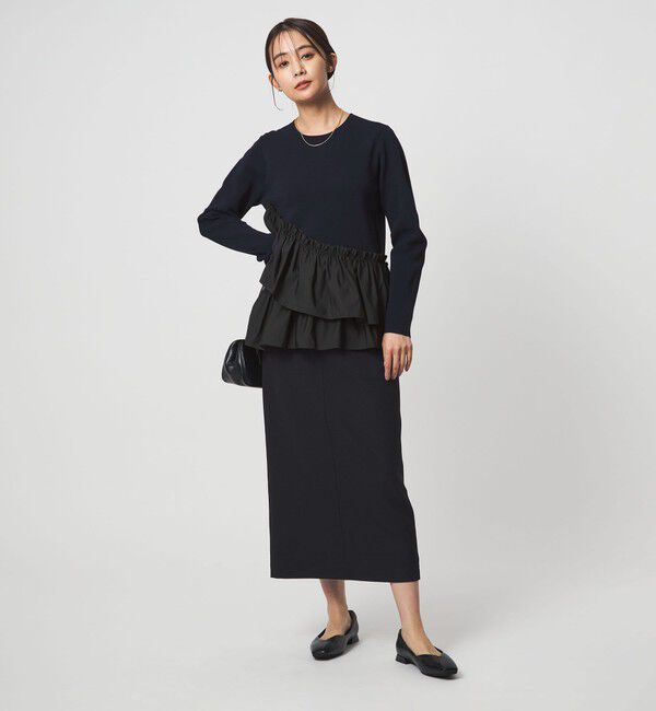 UNITED ARROWS green label relaxing「タフタ ドッキング ペプラム プルオーバー ニット ウォッシャブル」|ニット・セーター|