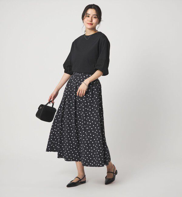 UNITED ARROWS green label relaxing「タック フレア スカート 2 ドット」|フレア|