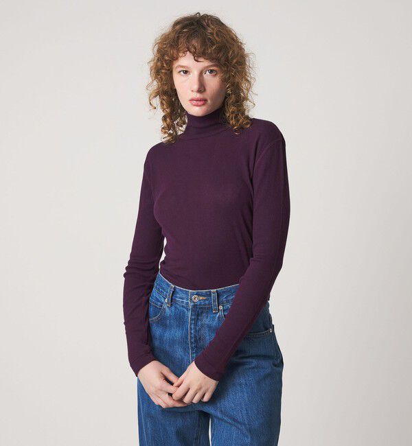 STEVEN ALAN「＜Steven Alan＞コットン シルク リブ タートルネック プルオーバー」|Tシャツ・カットソー|PURPLE