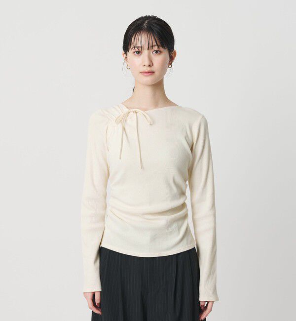 BEAUTY&YOUTH UNITED ARROWS「コットンリブ リボンギャザーカットソー」|Tシャツ・カットソー|