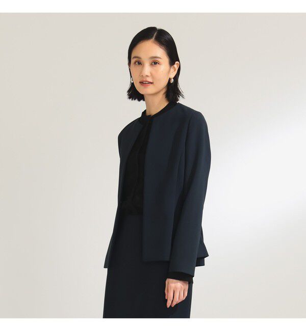 Demi-Luxe BEAMS 「トリアセ ペプラムジャケット＊」|ノーカラージャケット|