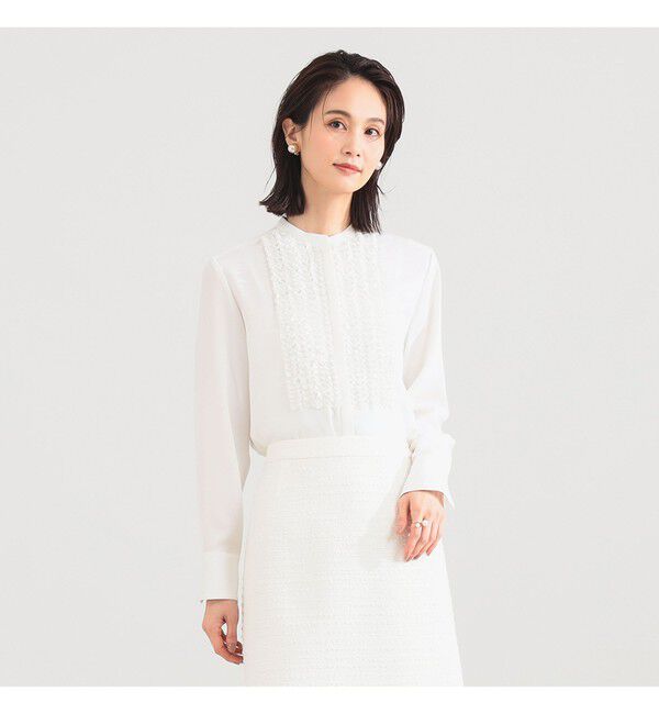 Demi-Luxe BEAMS 「ジョーゼット フリルブラウス＊」|シャツ・ブラウス|WHITE