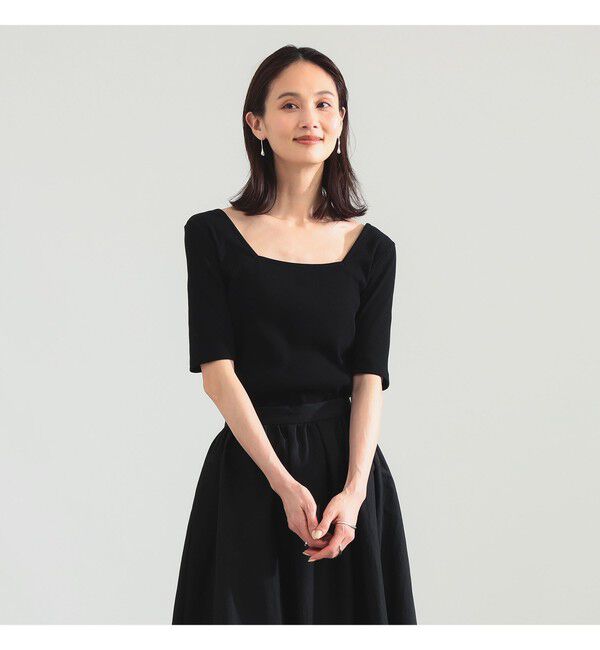 Demi-Luxe BEAMS 「【別注】スタイリスト佐藤佳菜子 &times; SLOANE / スクエアネック リブ Tシャツ」|Tシャツ・カットソー|
