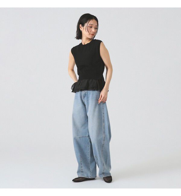 Ray BEAMS 「シアー ペプラム クルーネック ノースリーブ ニット」|ニット・セーター|