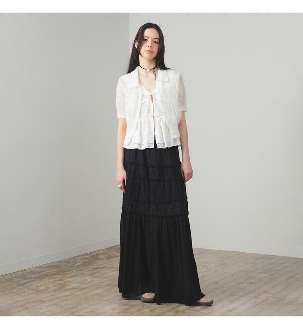 Ray BEAMS 「シャギー メッシュ ポロ カーディガン」|ニット・セーター|