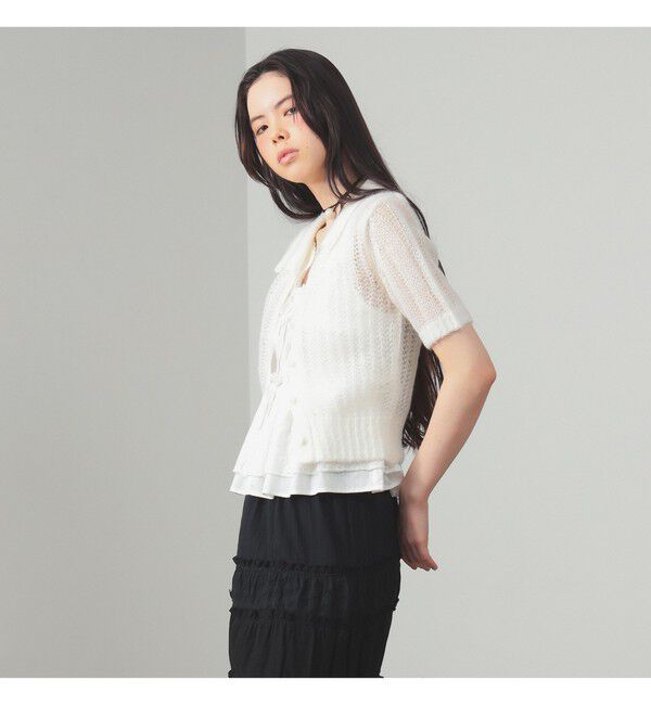 Ray BEAMS 「シャギー メッシュ ポロ カーディガン」|ニット・セーター|