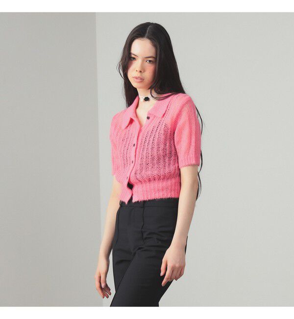 Ray BEAMS 「シャギー メッシュ ポロ カーディガン」|ニット・セーター|