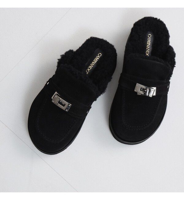 Demi-Luxe BEAMS 「【別注】CAMINANDO / シアリング バックル サンダル」|パンプス|BLACK